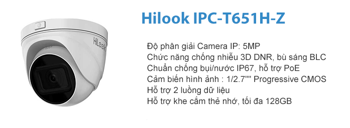 Lắp đặt Camera IP Dome 5MP Hilook IPC-T651H-Z