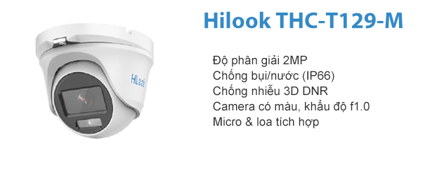 Bán Camera Dome HDTVI 2MP Hilook THC-T129-M giá rẻ