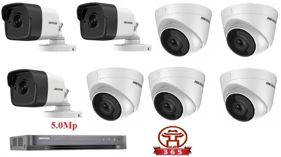 Mua và lắp đặt Bộ 8 Camera 5.0Mp Hikvision (Trong Nhà Hoặc Ngoài Trời)