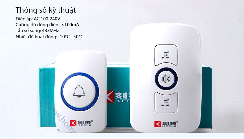 đại lý phân phối CHUÔNG CỬA BÁO KHÁCH NÚT BẤM KENRUI KR-M525