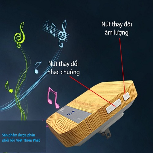 CHUÔNG CỬA KHÔNG DÂY HỌC LỆNH VỎ GỖ HM-801