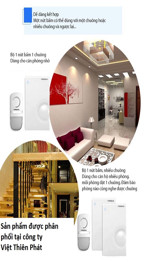 Chuông không dây không dùng pin, chống nước Yiroka Z-518