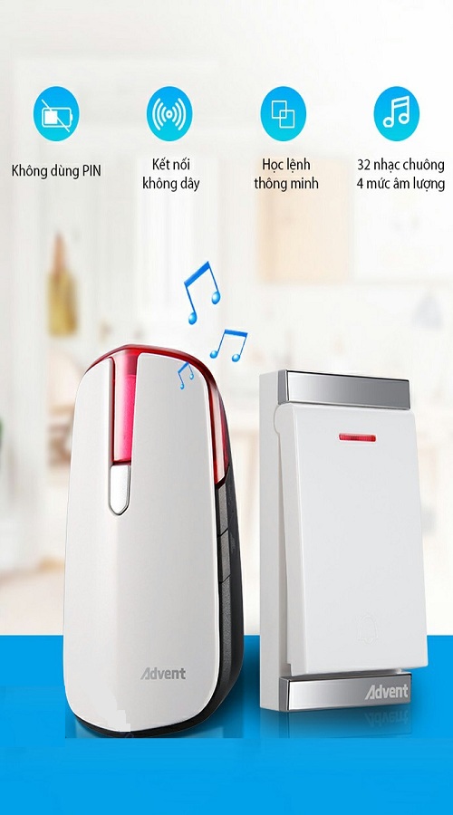 Chuông không dây, không dùng pin Advent FA-681P-W