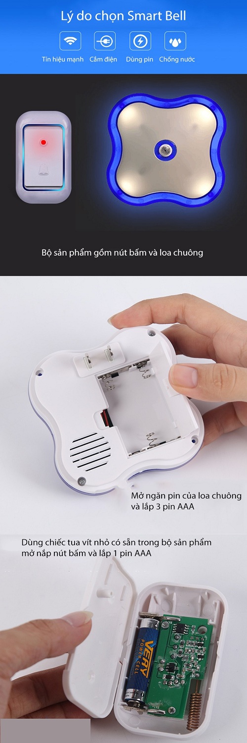 Chuông không dây kiêm đèn ngủ Smart Bell SB-8888