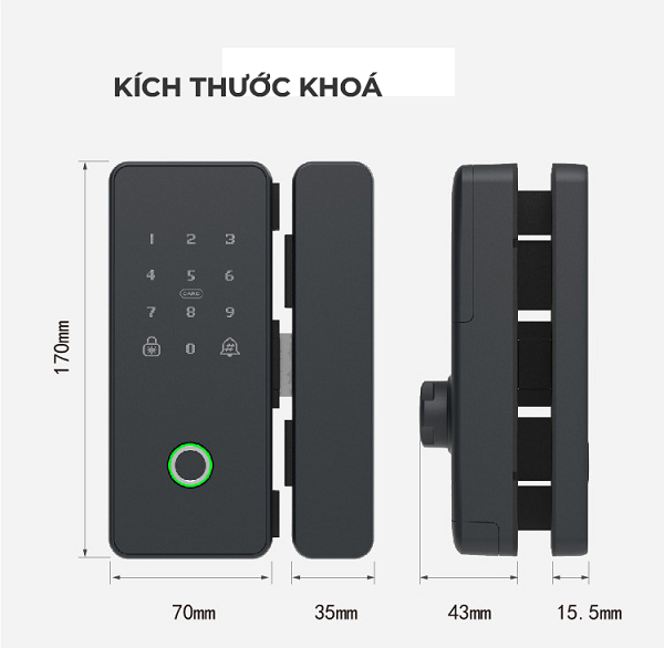 Kích thước chuẩn phù hợp với nhiều loại cửa kính