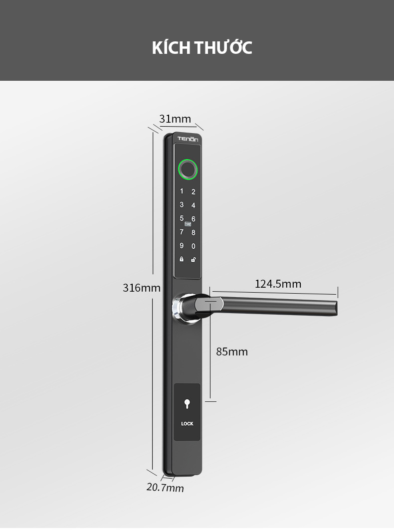 Kích thước chuẩn phù hợp với nhiều loại cửa nhôm