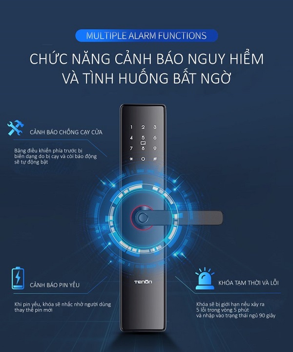 Nhiều tính năng tiện ích của khóa Tenon E15