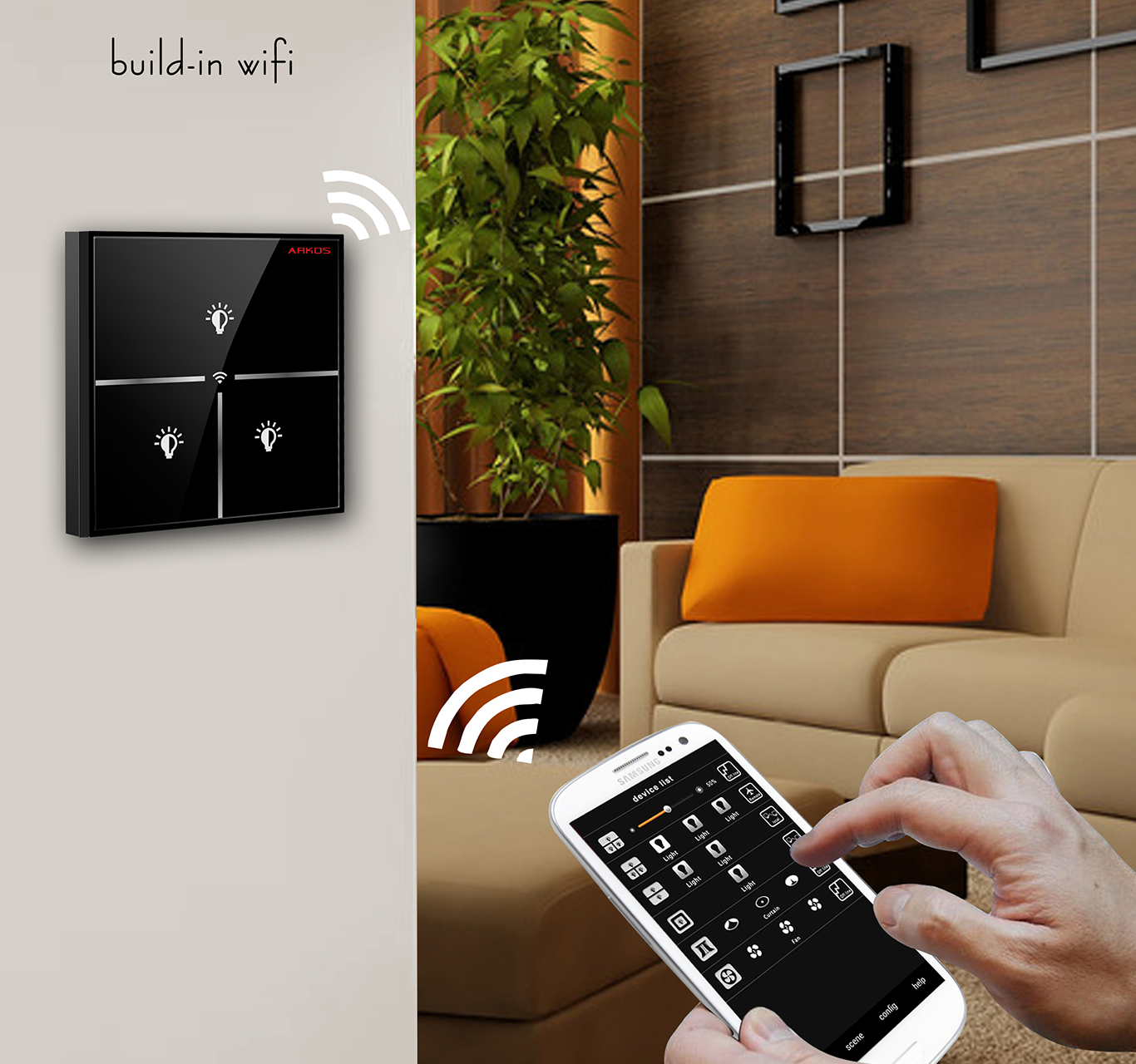 Công tắc thông minh arkos điều khiển qua điện thoại - Nhà Thông Minh