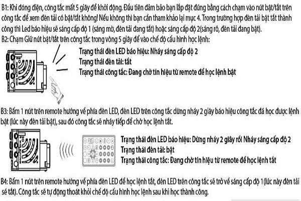 Công tắc điều khiển từ xa RF HMX-3C-TRFV1 (hạt tròn)