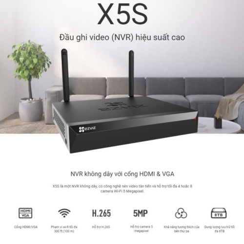 Dịch vụ lắp đặt Đầu ghi hình IP Wifi 4 kênh EZVIZ CS-X5S-4W Chính Hãng tại Hà Nội
