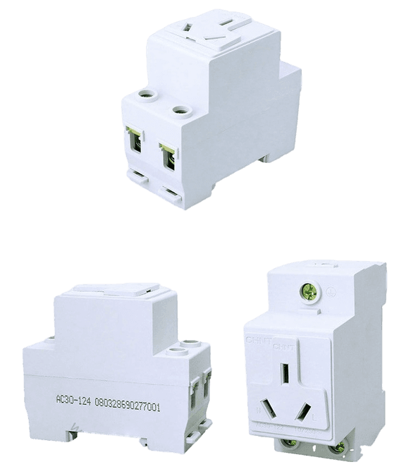 Ổ cắm 3 chân gắn thanh ray tủ điện CHINT AC30-124