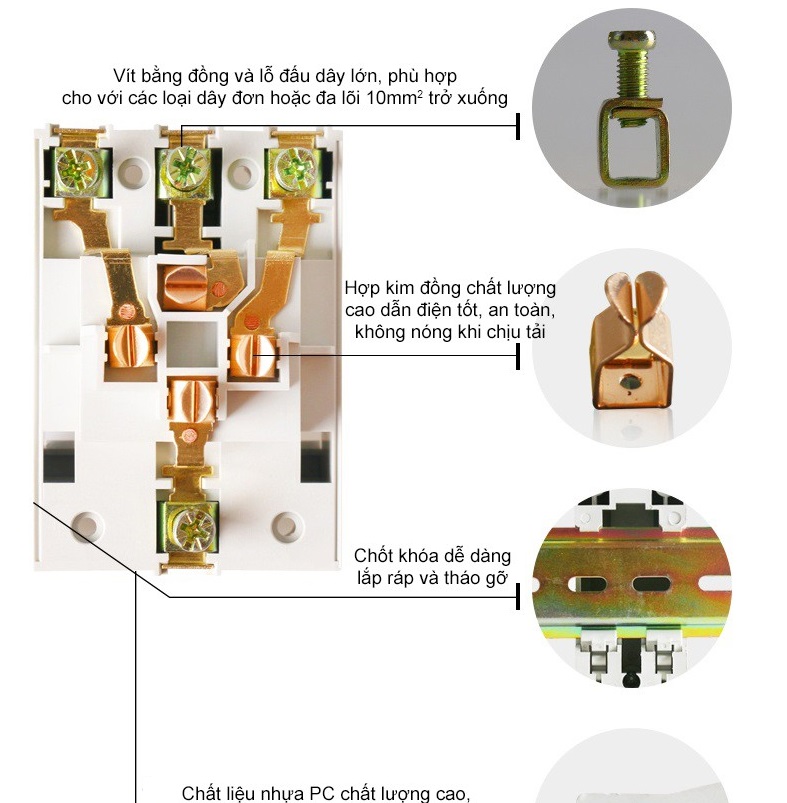 Ổ cắm đa năng gắn thanh ray tủ điện AC30S