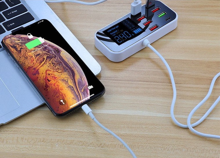 Ổ cắm sạc 8 cổng hỗ trợ sạc nhanh QC3.0 A9D+