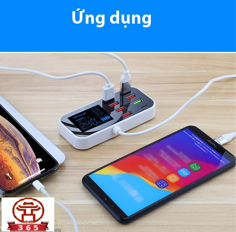 Ổ cắm sạc 8 cổng hỗ trợ sạc nhanh QC3.0 A9D+