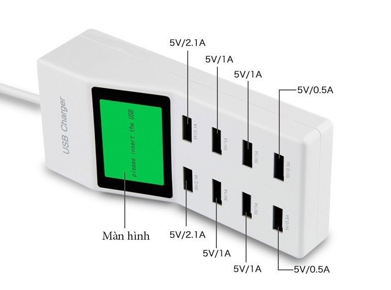 Ổ cắm sạc USB 8 cổng YC-CDA6