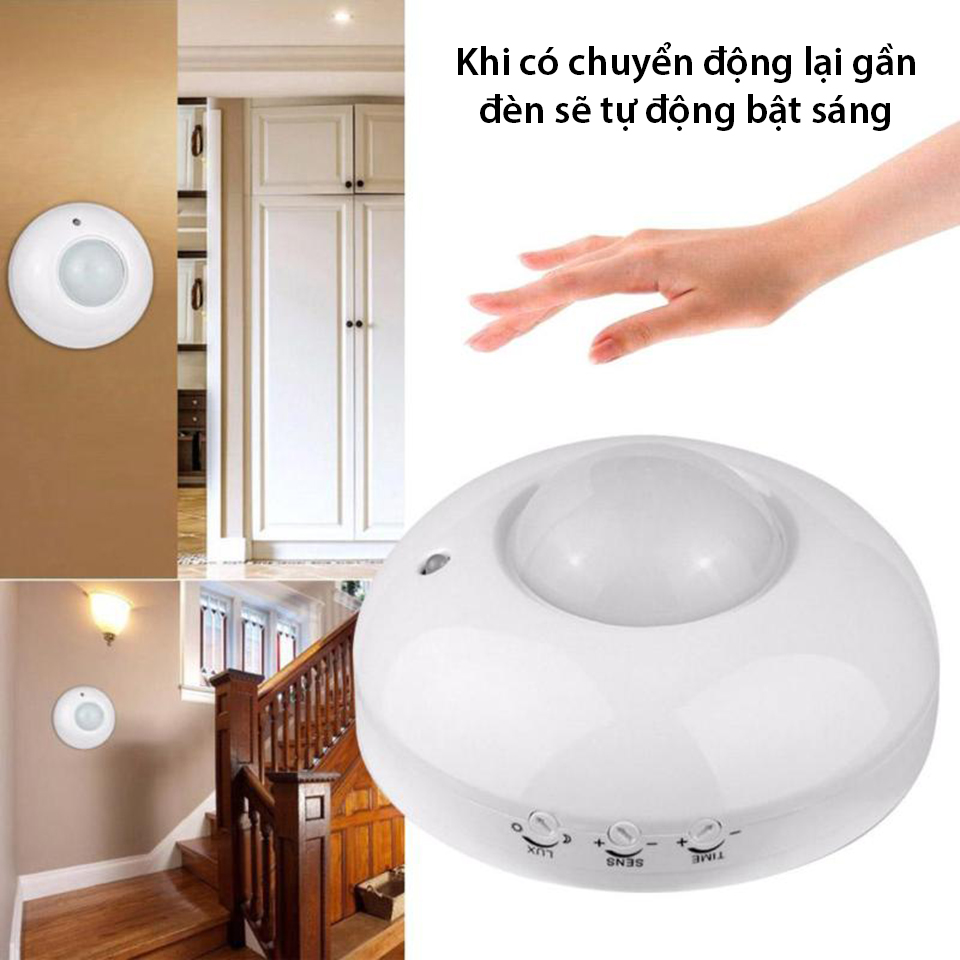 Công tắc cảm biến chuyển động hồng ngoại & ánh sáng P003 lắp trần nổi
