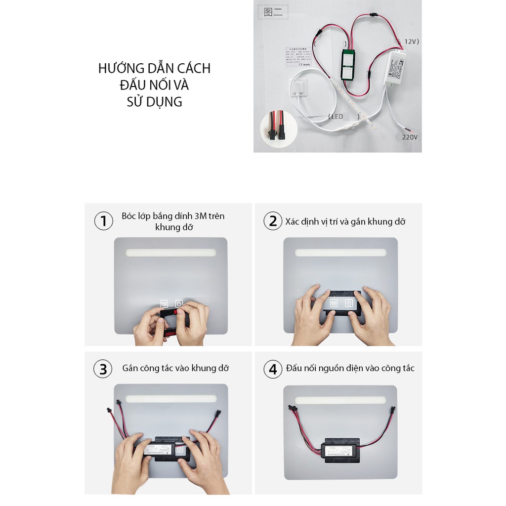 Công tắc gương cảm ứng, sấy gương Marvel One HM-B12TOB03