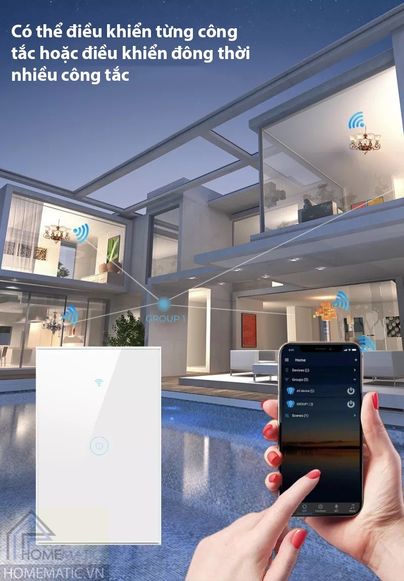 Công tắc Wifi mặt kính thế hệ mới Tuya HM21 (Remote)