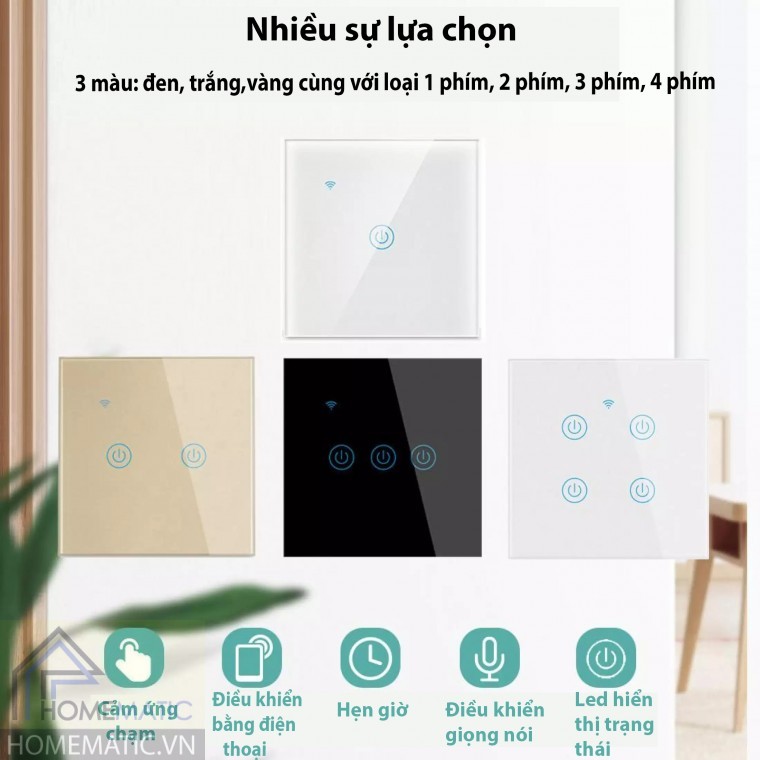 Bán Công tắc Wifi mặt kính vuông HM31 (hỗ trợ remote thế hệ mới Tuya) giá rẻ