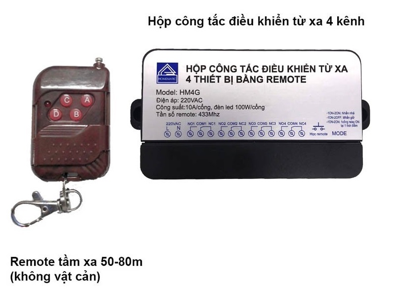 Công tắc điều khiển từ xa 4 thiết bị HM4G 