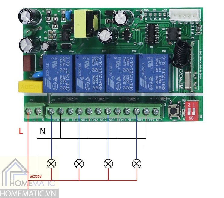 Công tắc điều khiển từ xa 4 thiết bị HM4G