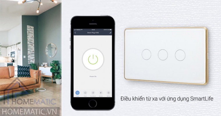 Bán Công tắc Wifi mặt kính viền kim loại hỗ trợ remote Tuya HM61RF giá rẻ