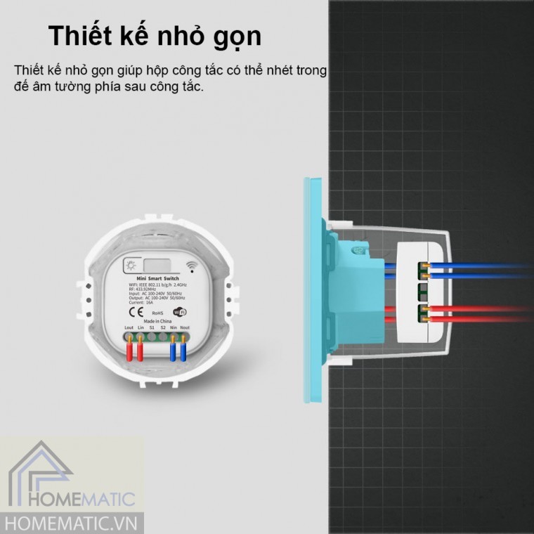 Hộp công tắc wifi siêu nhỏ 16A WDSV3 (nút bấm không dây không pin)