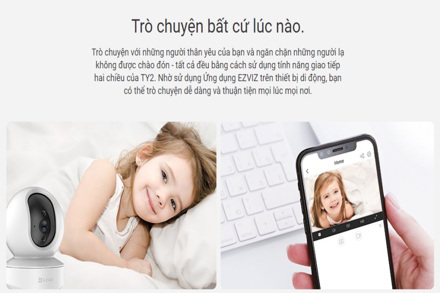 kết hợp tính năng giao tiếp hai chiêu cho sản phẩm camera Ezviz CS-TY2-B0-1G2WF