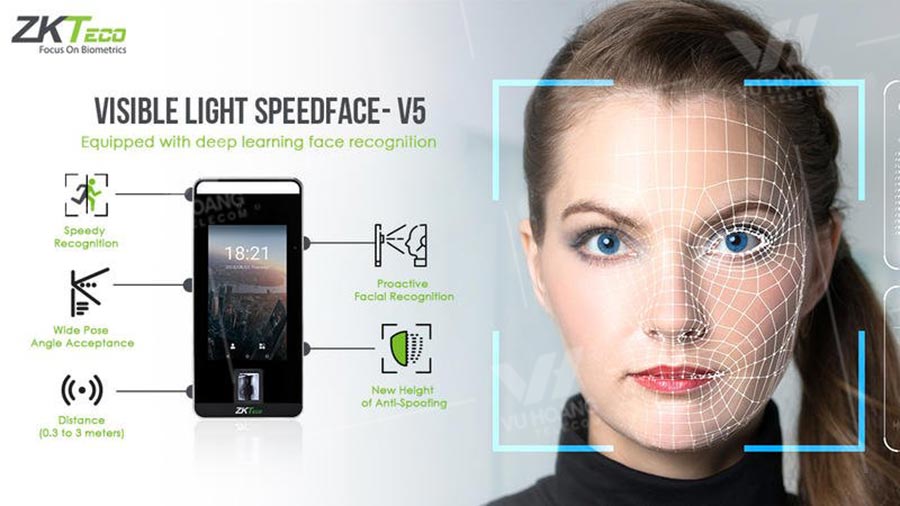 Máy chấm công khuôn mặt ZKTECO SpeedFace - V5 giá rẻ tại Hà Nội