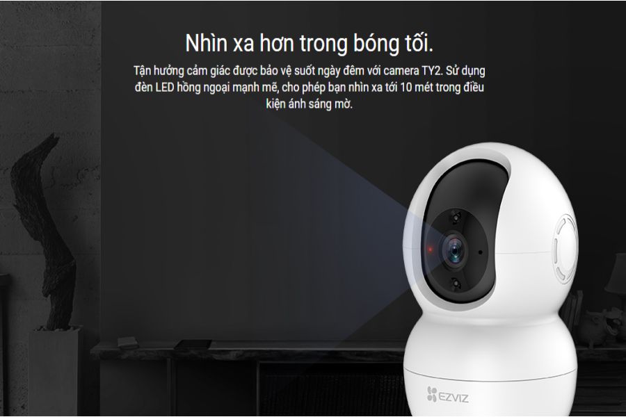 Kết hợp đèn led hồng ngoại nhìn trong đêm cho camera Ezviz CS-TY2-B0-1G2WF