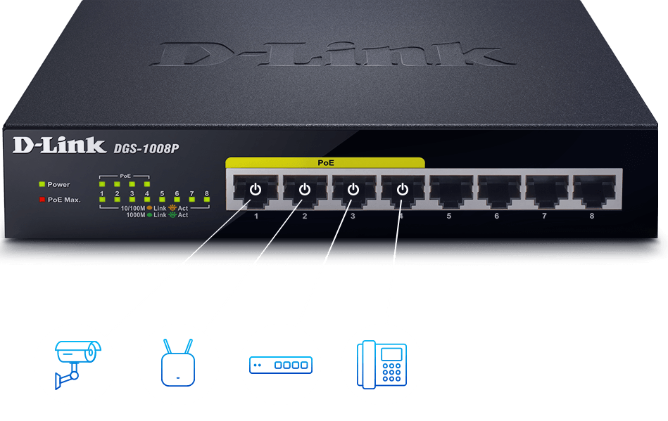 đại lý phân phối THIẾT BỊ CHIA MẠNG SWITCH POE D-LINK DGS-1008P
