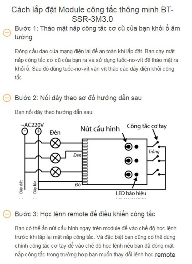 Hướng dẫn sử dụng Công Tắc 3 cổng BATTO BT-SSR-3M3.0