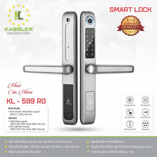 Khóa cửa nhôm Kassler KL599 RG 