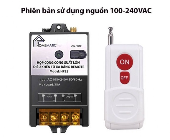 Bộ công tắc 30A điều khiển bằng remote tầm xa HPS3 Bộ công tắc 30A điều khiển bằng remote tầm xa HPS3