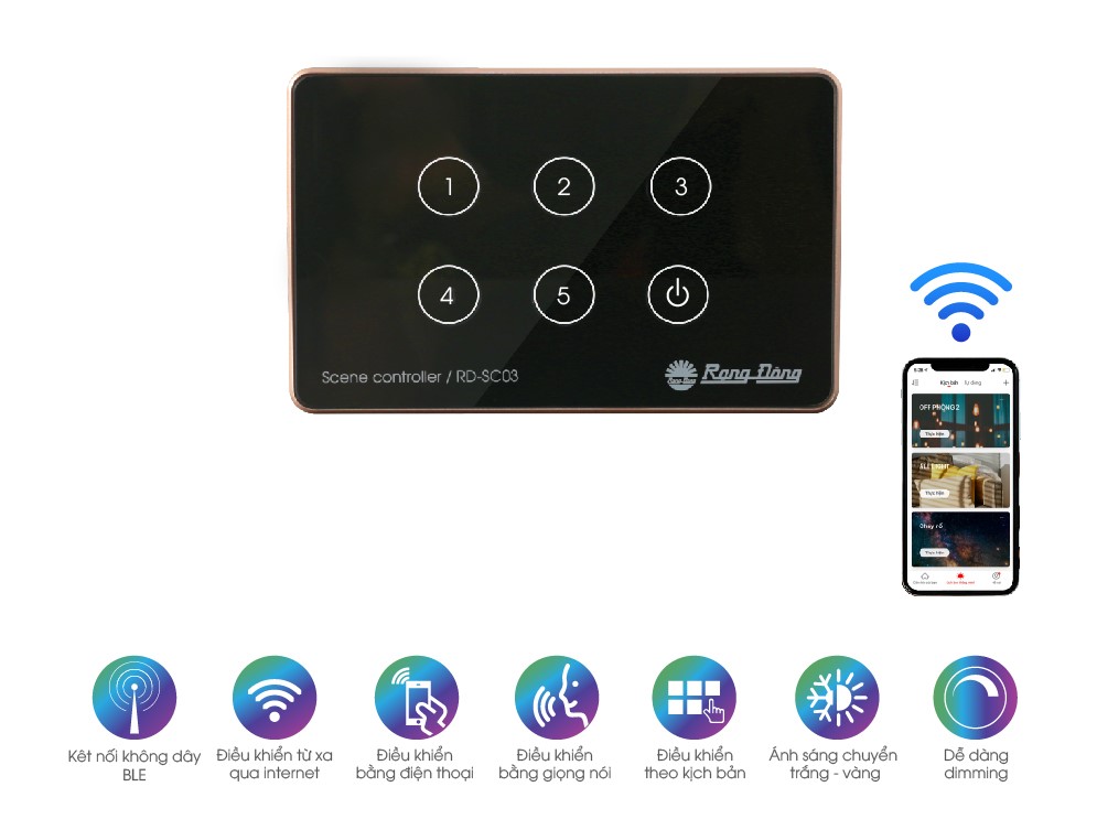 Bộ điều khiển cảnh âm tường RD-SC03 (AC) – hình vuông