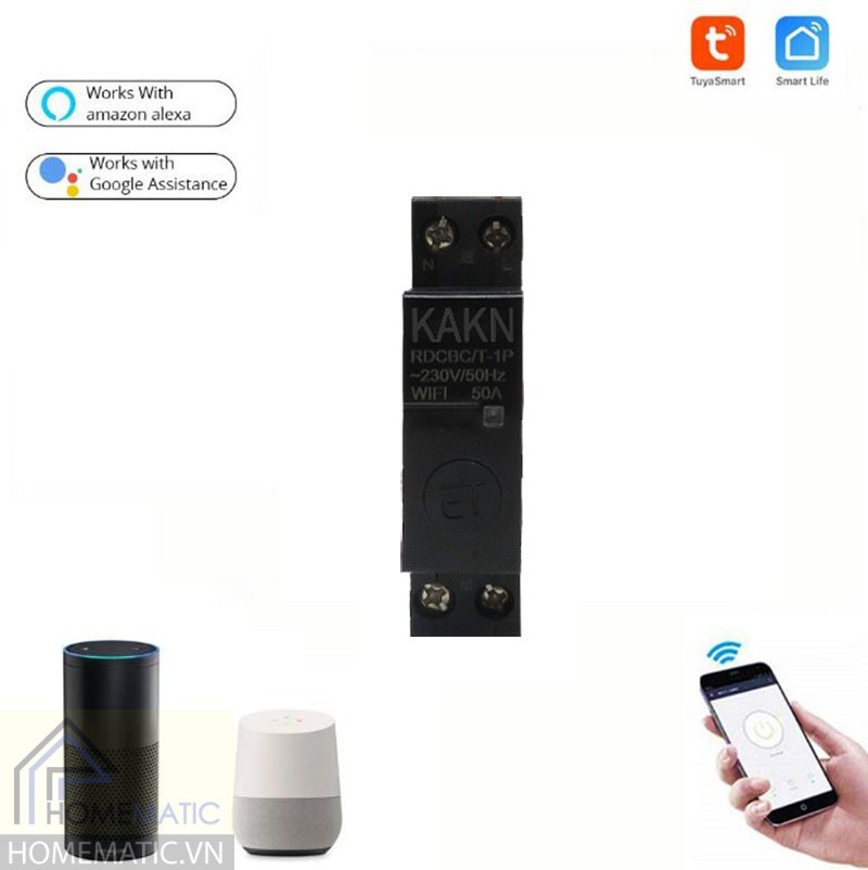 Công tắc công suất lớn 50A gắn tủ điện tuya KAKN50