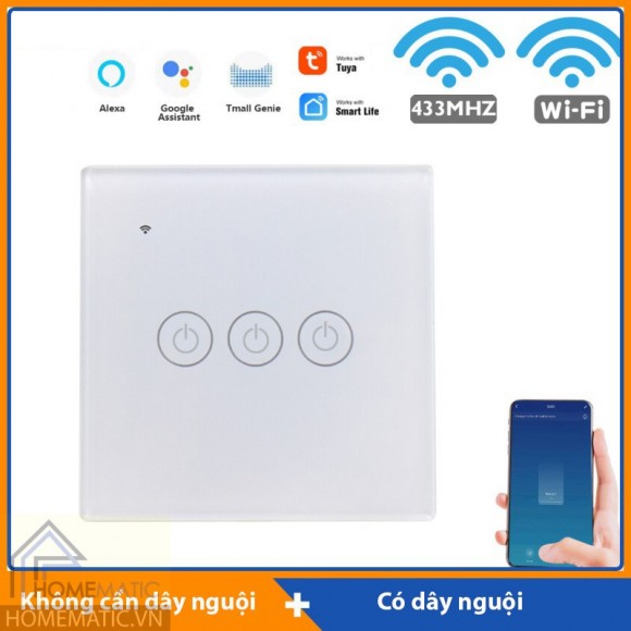 Công tắc Wifi mặt kính vuông HM31 (hỗ trợ remote thế hệ mới Tuya) Công tắc Wifi mặt kính vuông HM31 (hỗ trợ remote thế hệ mới Tuya)