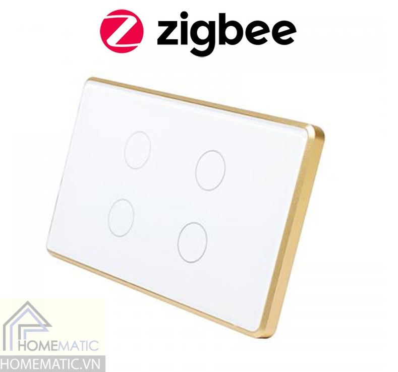 Công tắc Zigbee mặt kính cảm ứng viền kim loại Tuya HM62