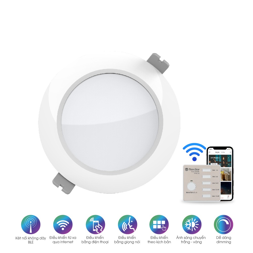Đèn LED downlight âm trần đổi màu AT16.BLE 90/7W