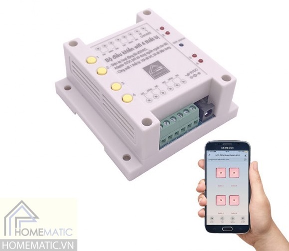 Hộp công tắc wifi điều khiển từ xa 4 cổng HTC4W