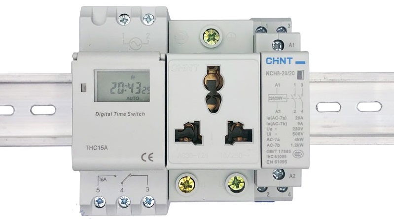 Ổ cắm 3 chân gắn thanh ray tủ điện CHINT AC30-124 Ổ cắm 3 chân gắn thanh ray tủ điện CHINT AC30-124