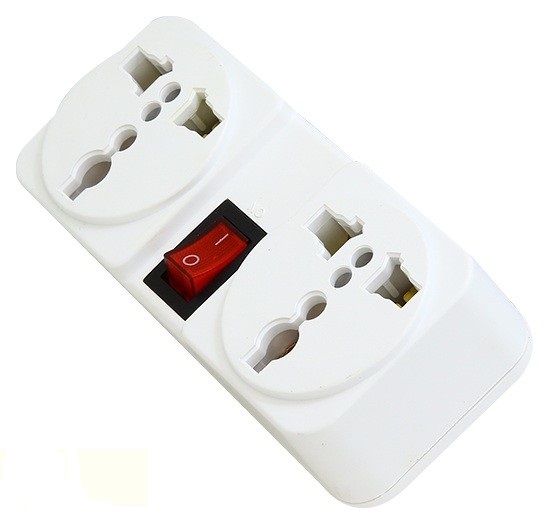 Ổ cắm đôi đa năng có công tắc nguồn TW2-A Ổ cắm đôi đa năng có công tắc nguồn TW2-A