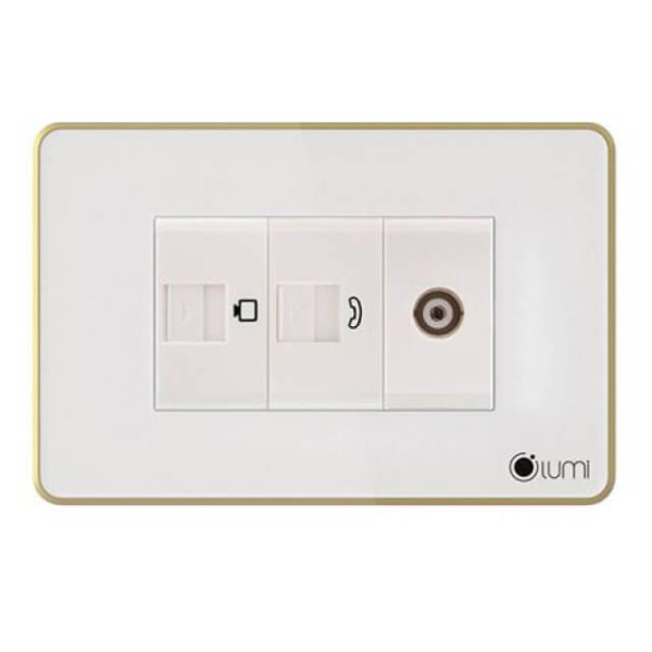 Ổ cắm Tivi, Mạng/Điện thoại Lumi LM-ITVC ( viền champagne )