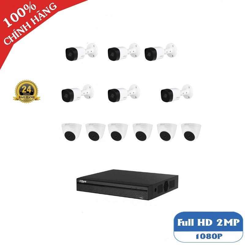 Bộ 12 Camera 2.0Mp Dahua (Trong Nhà Hoặc Ngoài Trời)