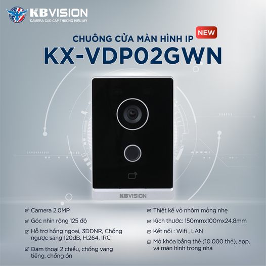 Camera chuông cửa IP không dây KBVISION KX-VDP02GWN
