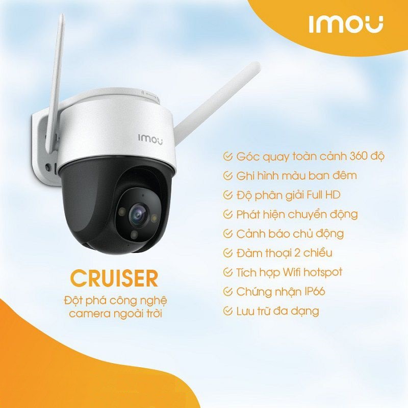 Camera Imou PTZ IPC-S22FP CRUISER 360 Độ (Ngoài trời, Full color, còi đèn báo động)