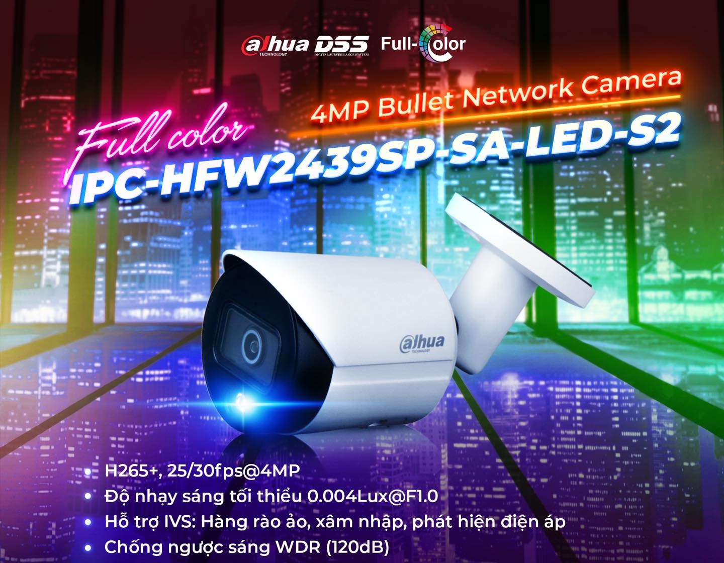 Camera IP Full-Color 4MP DAHUA DH-IPC-HFW2439SP-SA-LED-S2 Camera IP Full-Color 4MP DAHUA DH-IPC-HFW2439SP-SA-LED-S2