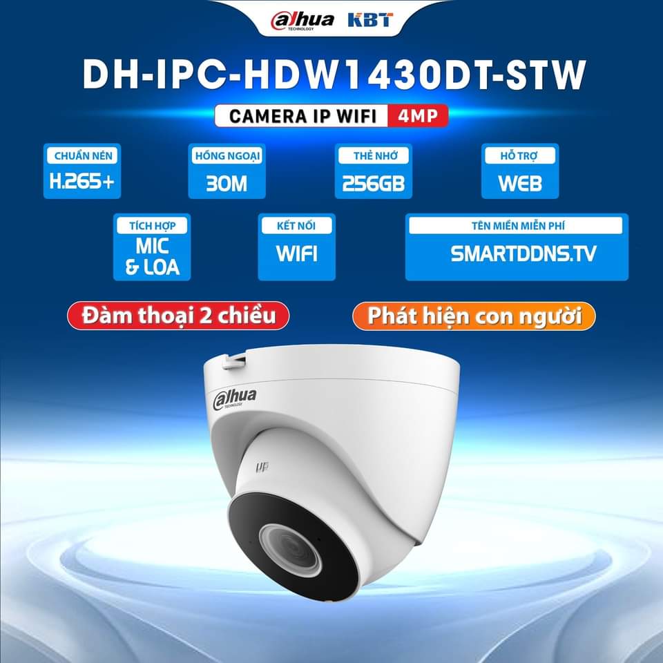 Camera Wifi Dahua DH-IPC-HDW1430DT-STW 4.0MP kết nối ổn định với hiệu suất cao 2