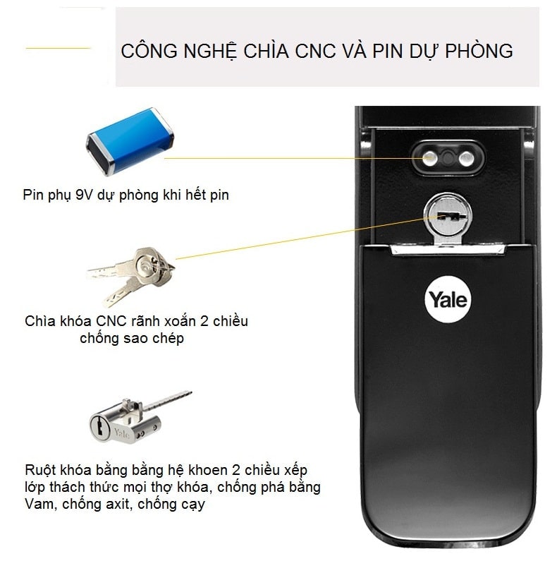 Khóa cửa điện tử Yale YMF 40 APAC màu đen 2