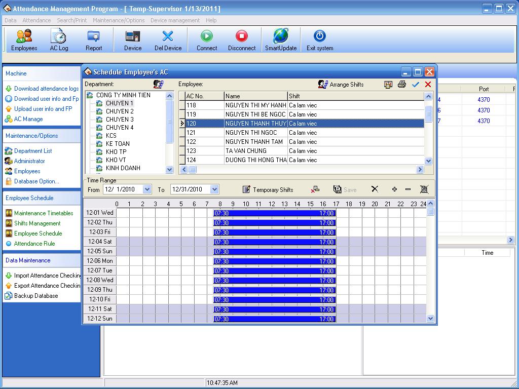Phần mềm ZKTeco Attendance Management